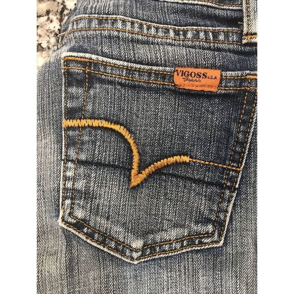 Vigoss Stretch Slim Boot‎ Sz 1/2 Inseam 32 Embellished Stretch Jeans Womens - Picture 2 of 12